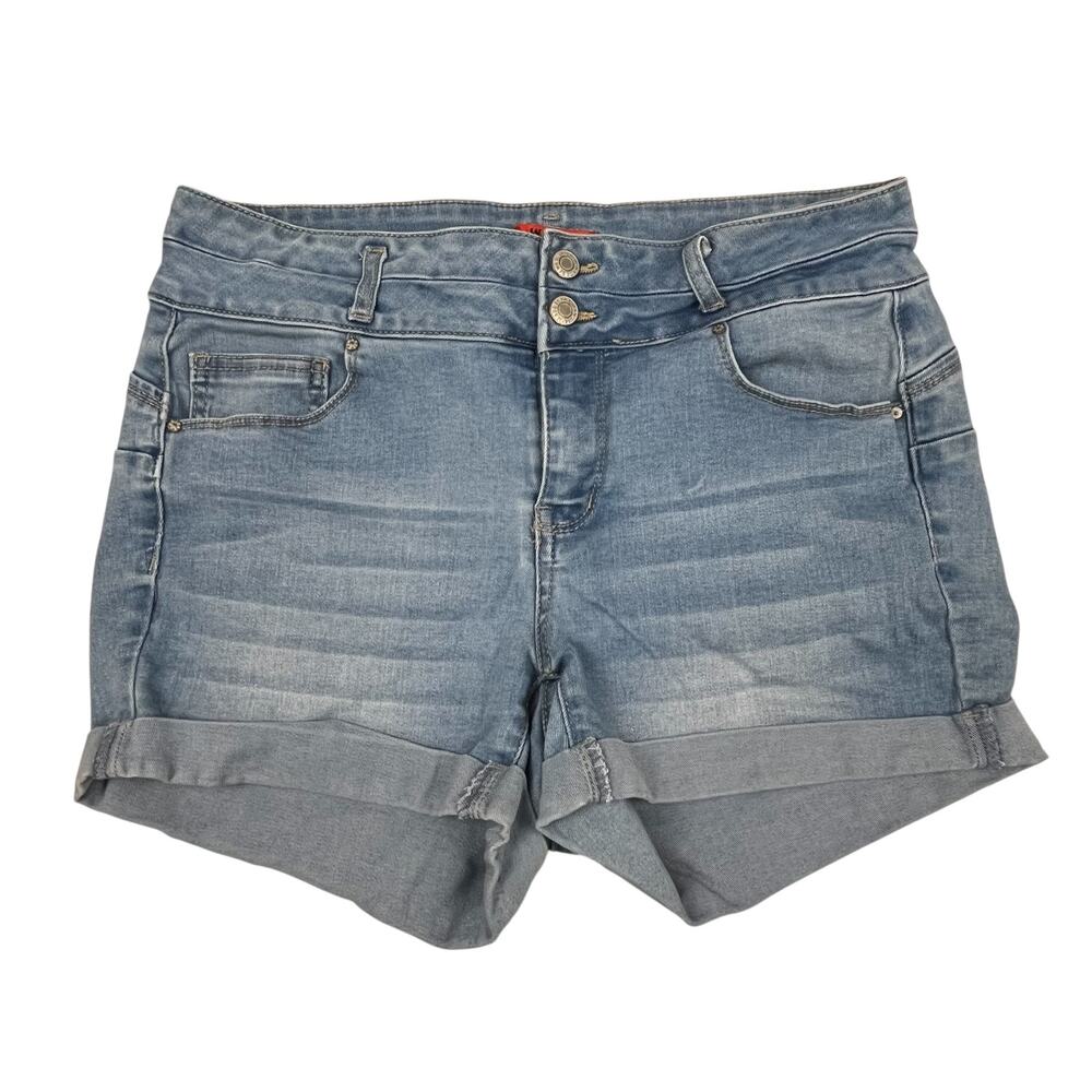 Wax Jean Shorts Butt I Love You Blue Denim Cuffed Womens Size 1XL